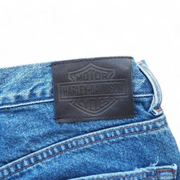 Harley-Davidson Relaxed Straight Leg Distress Medium Wash Jeans Men 31x32 - Picture 9 of 13